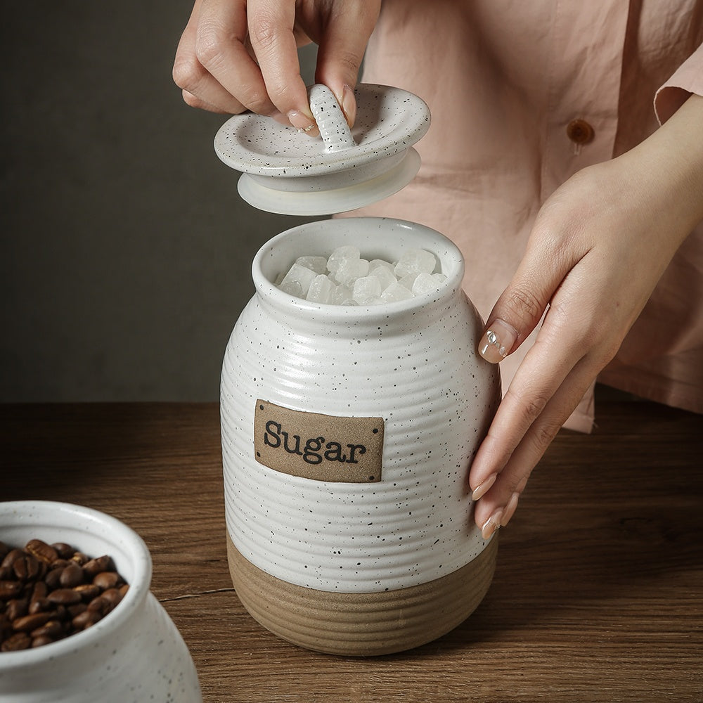 Earthen Eleganceclay ceramic storage jars sealing lid canisters for the kitchen storage 1052ml Coffee