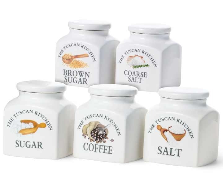 Tuscan Kitchen Porcelain Square Salt Cannister 1L