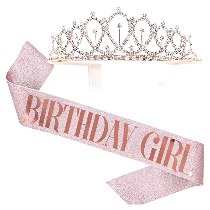 Elegant Crown and Sash Set - Perfect for Birthdays, Bachelorette Parties, and Special Celebrations - Stylish and Comfortable Design for the Bride-to-Be, Birthday Queen, or Pageant Winner