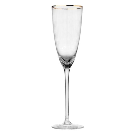 260ml Hammer Champagne Glass Clear with Gold Rim