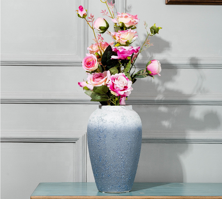 Blue Ceramic Aesthetic Vase Centerpiece Garden Stoneware Grand Ceramic Vase For Living Room