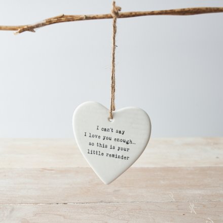I Can't Say... Hanging Ceramic Heart 10cm