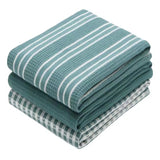 Kitchen Dish Towel Set of 3 | 18 x 26 Inch Tea Towels | Soft and Absorbent Mixed Set of Flat Towels Green