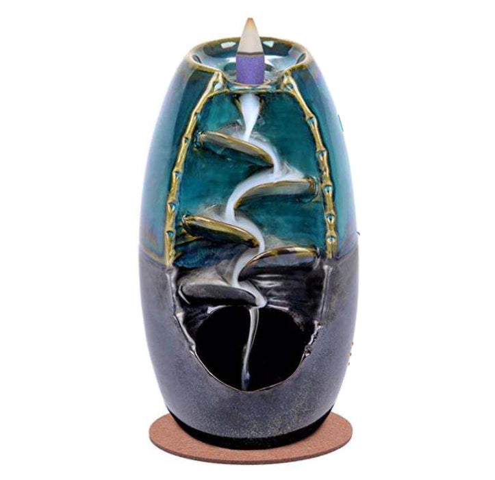 Luxury Ceramic Backflow Incense Burner - Waterfall Oud Aroma with Incense Cones - Elegant Incense Fountain for Relaxation and Stress Relief - Perfect Christmas Gift for Home Decor and Meditation