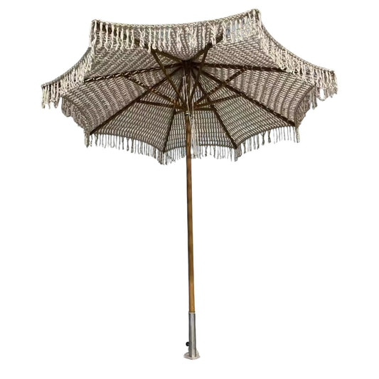 Macrame Umbrella Pull – Decorative Rope Parasol Holder for Easy Umbrella Operation – Stylish and Functional Design for Patio or Garden Shade Control