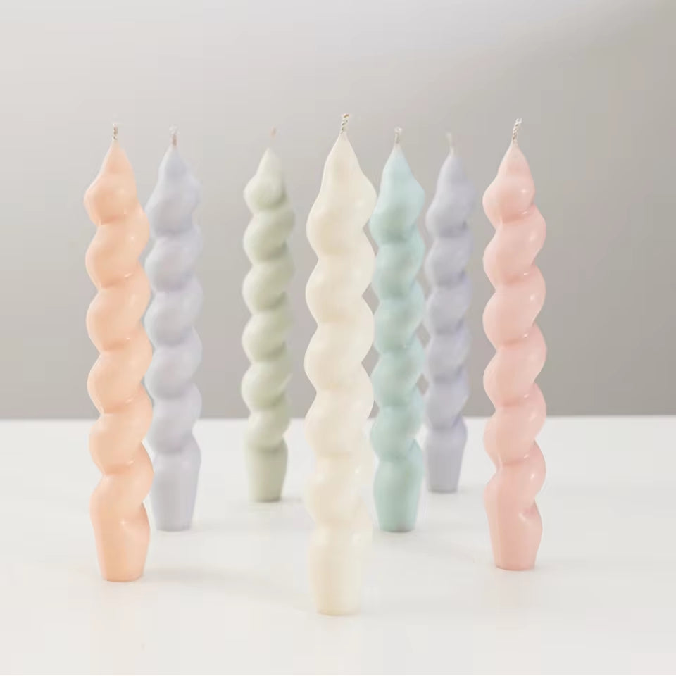 Natural Soy Wax Twisted Spiral Candle Stick – Pink Decorative Candle for Elegant Home Décor – Eco-Friendly and Stylish for Dining, Events, or Creating a Soft, Ambient Glow