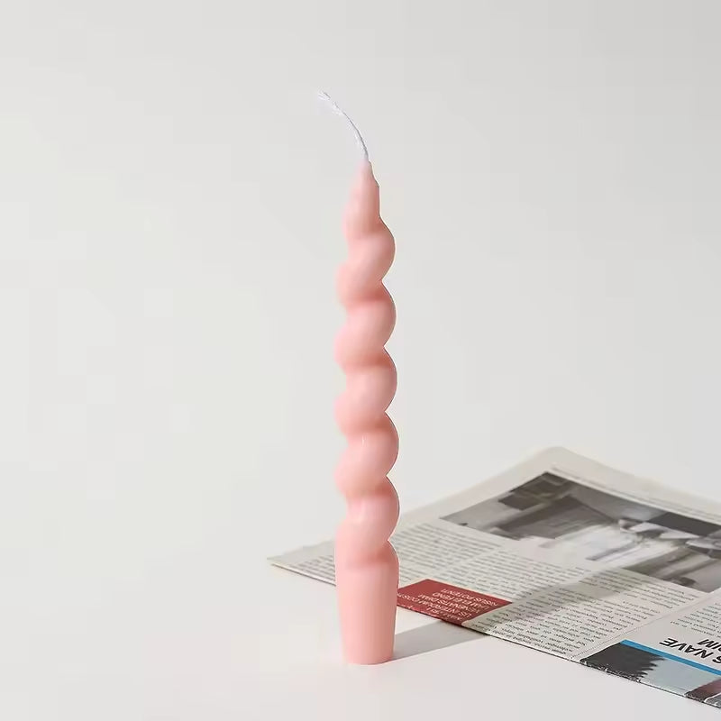 Natural Soy Wax Twisted Spiral Candle Stick – Pink Decorative Candle for Elegant Home Décor – Eco-Friendly and Stylish for Dining, Events, or Creating a Soft, Ambient Glow