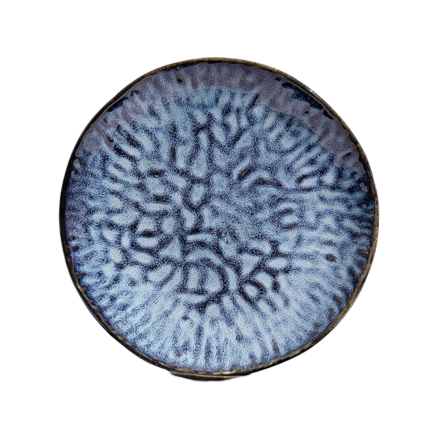 Ocean Blue 28cm Embossed Round Plate - Elegant Ceramic Plate with a Textured Ocean Blue Design - Ideal for Serving Larger Meals, Salads, or Desserts - Perfect for Adding a Stylish Touch to Your Table Setting