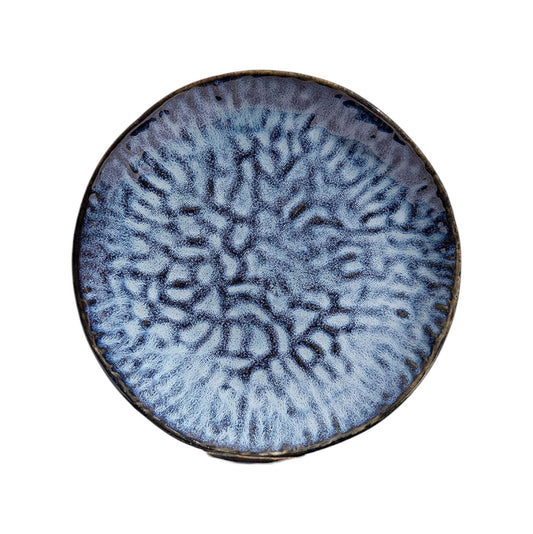 Ocean Blue 20cm Embossed Round Plate – Stylish Ceramic Plate with a Textured Ocean Blue Design – Ideal for Serving Appetizers, Small Meals, or Desserts – Perfect for Adding a Vibrant Touch to Your Tableware Collection