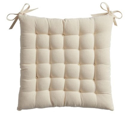 Elegant Solid Square Chair Pad 40x40x5cm - 100% Cotton White Cushion for Comfort and Style