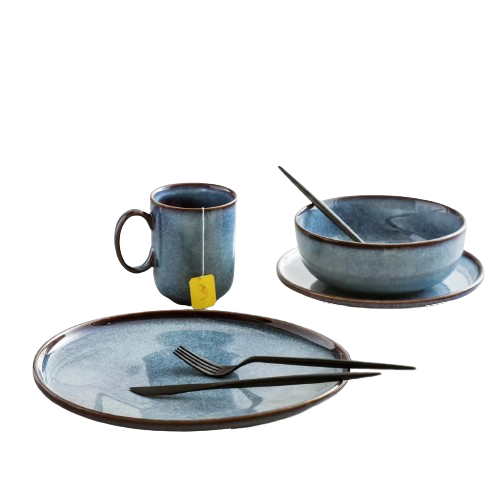 Reunion stars blue set of 16 Piece stoneware Crockery