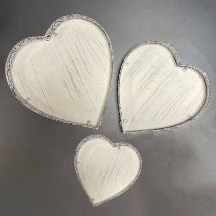 Rustic Heart Trays, Set of 3