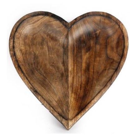 Wooden Heart Bowl, 30cm