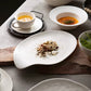 White Speckled Japanese dinner dishes with spots for restaurant ceramics white plate