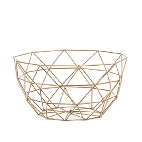 Golden Geometry Octagonal Metal Fruit Bowl - Elegant Centerpiece for Dining and Home Decor - Perfect for Showcasing Fruits, Flowers, or Decorative Items with a Modern Touch of Sophistication