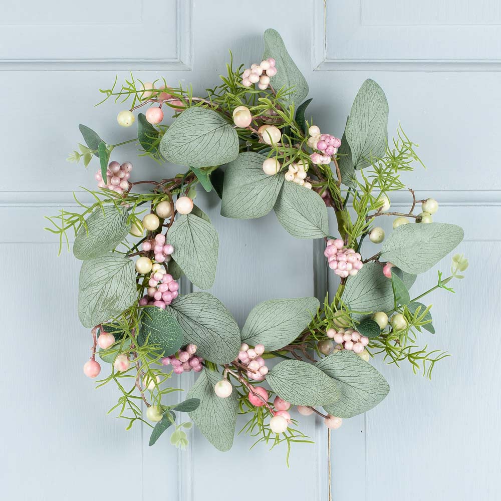 Blush Berry Candle Ring 23 cm – Elegant Decorative Ring with Soft Blush Berries and Foliage – Perfect for Holiday Centerpieces, Table Décor, and Seasonal Displays