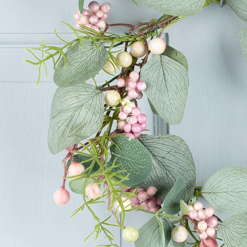 Blush Berry Candle Ring 23 cm – Elegant Decorative Ring with Soft Blush Berries and Foliage – Perfect for Holiday Centerpieces, Table Décor, and Seasonal Displays