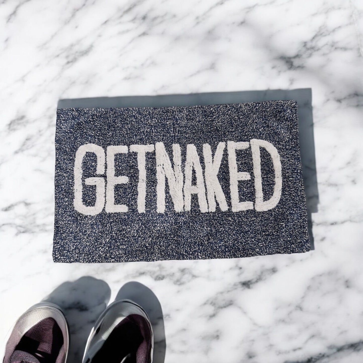 BLUE NAKED Bathmat 50x80cm – 100% Cotton, Soft, Absorbent, and Anti-Slip – Perfect for Bathroom or Bedroom, Machine Washable & Quick-Dry