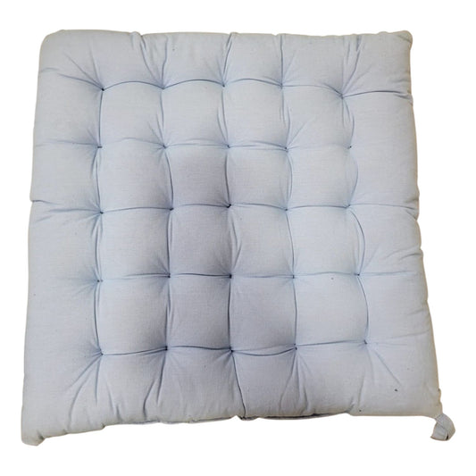 Elegant Solid Square Chair Pad 40x40x5cm - 100% Cotton Blue Cushion for Comfort and Style