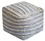 TEXTURED STRIPED DENIM POUF 40x40x40cm, Stylish and Versatile Floor Cushion, Durable Fabric for Living Room, Bedroom, and More