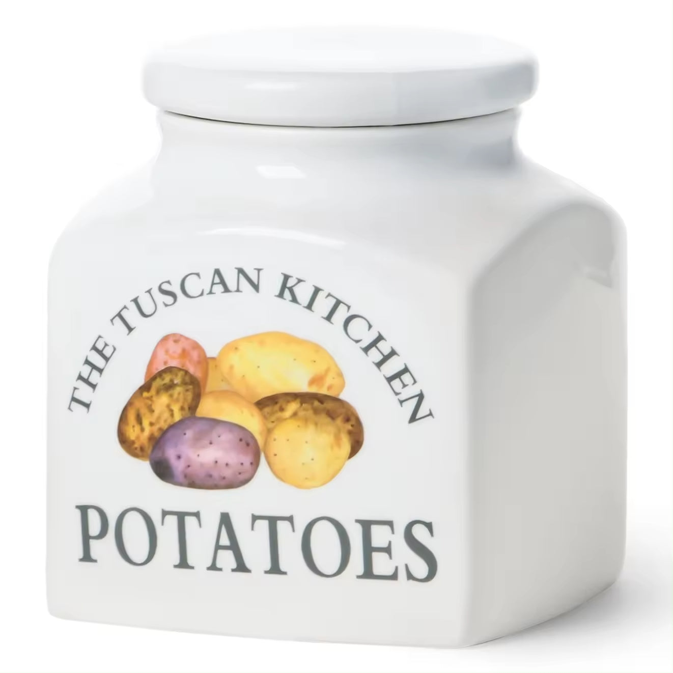 Tuscan Kitchen Porcelain Square 3.5L Cannister Potatoes