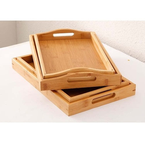 Natural Elegance Wooden Rectangular Tray - Handcrafted Charm for Stylish Serving and Home Décor - Perfect for Breakfast in Bed or Entertaining - Durable, Eco-Friendly Design for a Rustic Touch