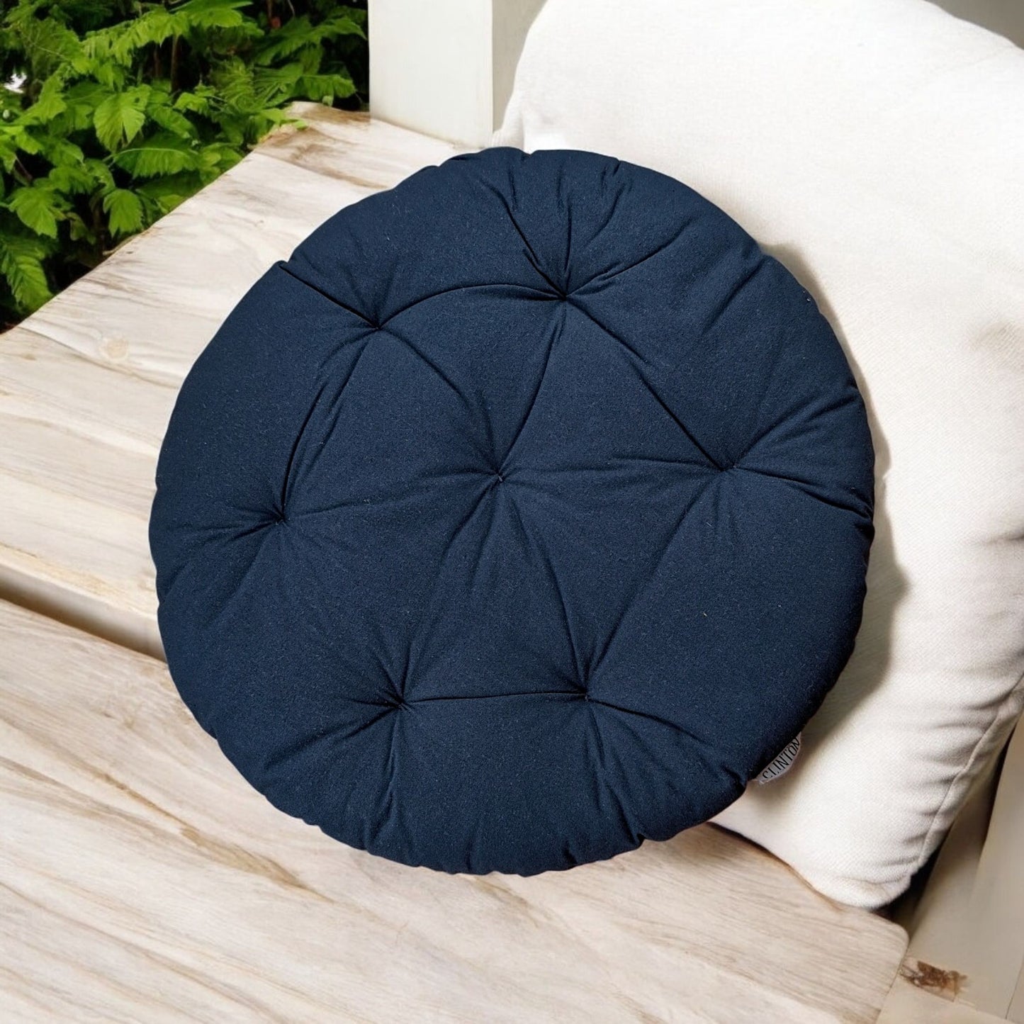 Solid Circular Chair Pad 40x5cm - Comfortable Cotton Charcoal Grey Cushion for Stylish and Supportive Seating