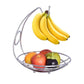 Contemporary Charm Silver Metal Fruit Bowl with Banana Hook - Elegant Kitchen Organizer for Stylish Fruit Display - Perfect for Adding a Touch of Sophistication to Your Kitchen or Dining Area