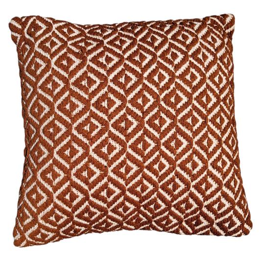 ORANGE CHECKERED CUSHION 45.7x45.7cm - Stylish, Soft Cotton Cushion with Classic Orange Checkered Design - Decorative Accent Pillow for Living Room, Bedroom, or Office - Comfortable & Easy to Maintain