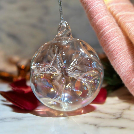 Shimmering Transparent Glass Bauble Ornament - Perfect Elegant Touch for Your Christmas Tree Decoration, 7.62cm , Clear Finish