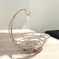 Contemporary Charm Silver Metal Fruit Bowl with Banana Hook - Elegant Kitchen Organizer for Stylish Fruit Display - Perfect for Adding a Touch of Sophistication to Your Kitchen or Dining Area