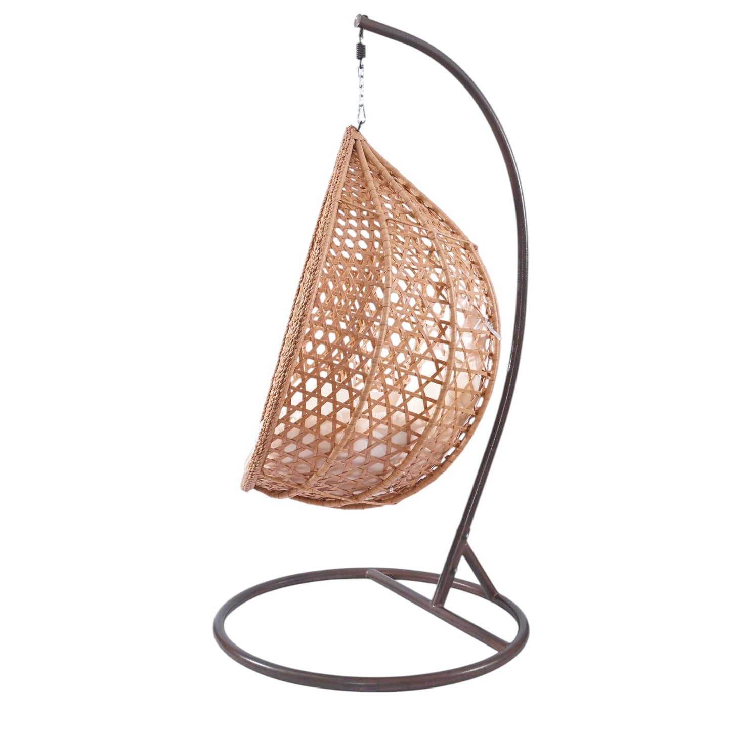 Folding Egg Chair – Rattan Wicker Garden Hammock – Patio Outdoor Swing with Metal Stand – Comfortable Hanging Lounge Chair for Relaxation and Outdoor Living