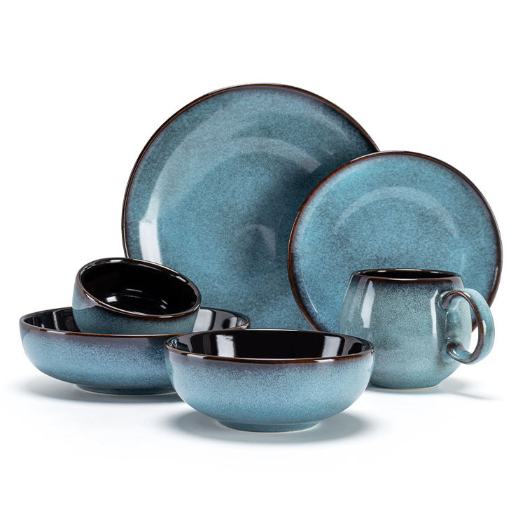 Mediterranean Blue Ceramic Bowl Set of 4 - Elegant, Durable, and Versatile Dining Bowls for Home and Kitchen