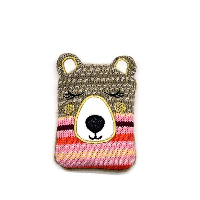 Lovely bear pattern portable instant heat reusable hand warmer with knitted