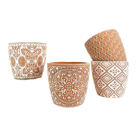 ORANGE  PATTERN  CERAMIC FLOWERPOT