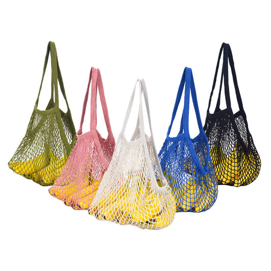 35X36CM Long Handle Colorful Mesh Fashion Shopping Bag Avocado Green