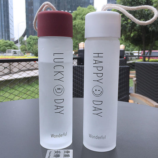 500ml Frosted Matt Glass Water Bottle Red