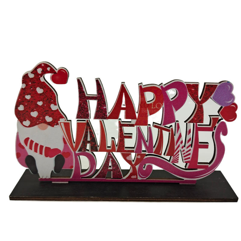 wooden decoration new love heart Cupit kiss me party creative wood valentines gnomes ornaments