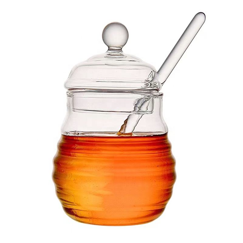 Clear 250ml Glass Honey Jar with Dipper