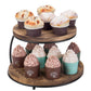 Burnt Wood Cupcake Holder Stand with Black Metal Frame
