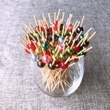 Bamboo Cocktail Picks Decorative Pearl Beads Bamboo Cocktail Skewers