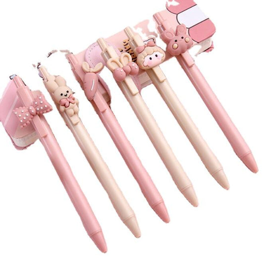 Cute cartoon bear fox cute girl design retractable gel ink pen