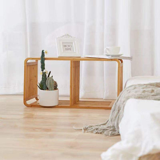 Bamboo multilayer radian storage shelf Household desktop shelf Multi functional flower shelf storage shelf