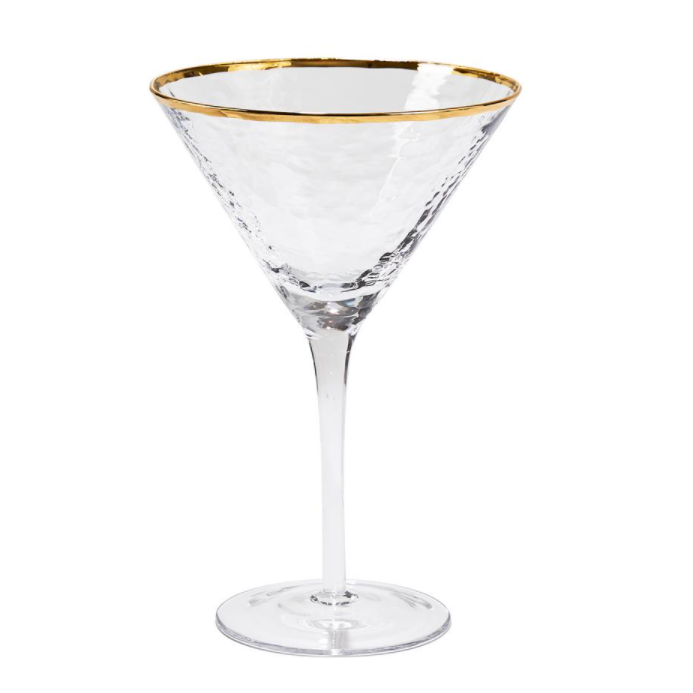 450ml Hammer Highball Glass Clear with Gold Rim