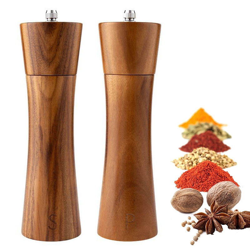 Wooden small waisted salt and pepper mill set of 2, 5*5*21.5cm