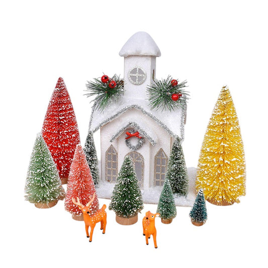 Gold Christmas Tree Sisal Silk Cedar Pine Tree Mini Christmas tree lights 23cm