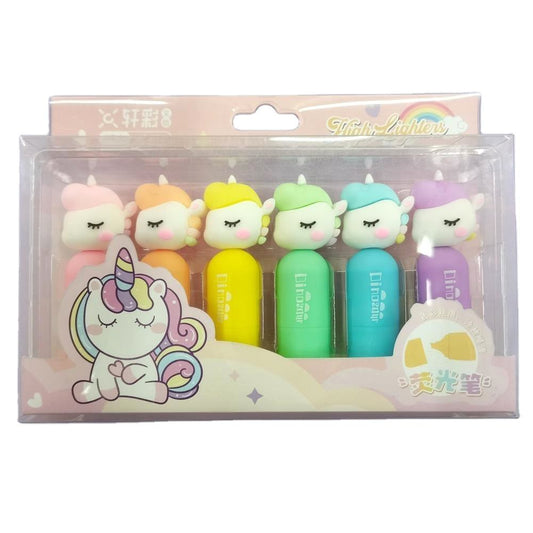 6 colors Cute Cartoon Animal Unicorn Pastel highlighter Fluorescent Pen