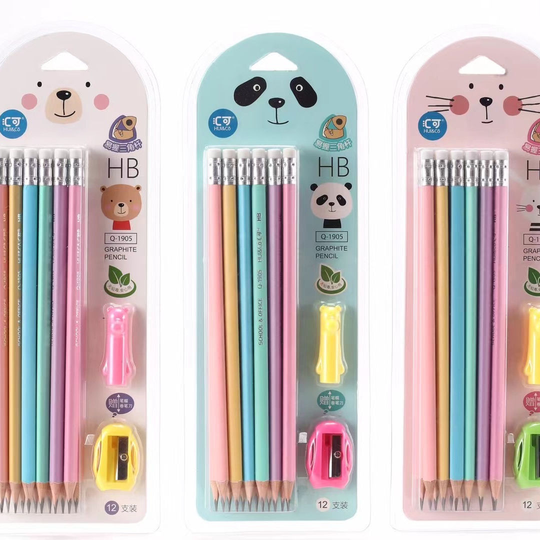 Pearl Color eco-friendly wooden pencil with Eraser 12pcs pack