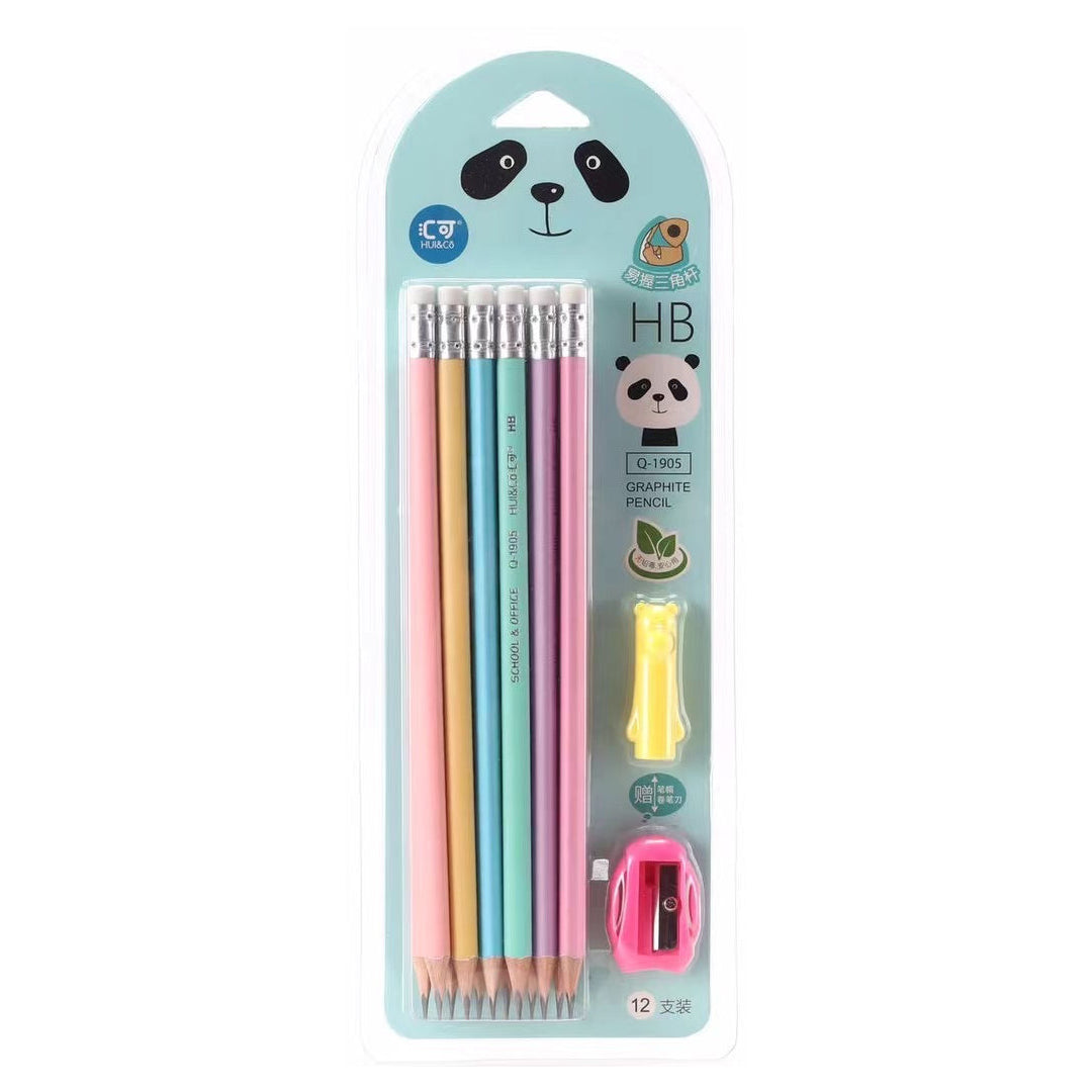 Pearl Color eco-friendly wooden pencil with Eraser 12pcs pack