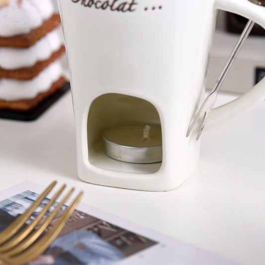 White chocolate warmer ceramic cheese chocolate fondue set